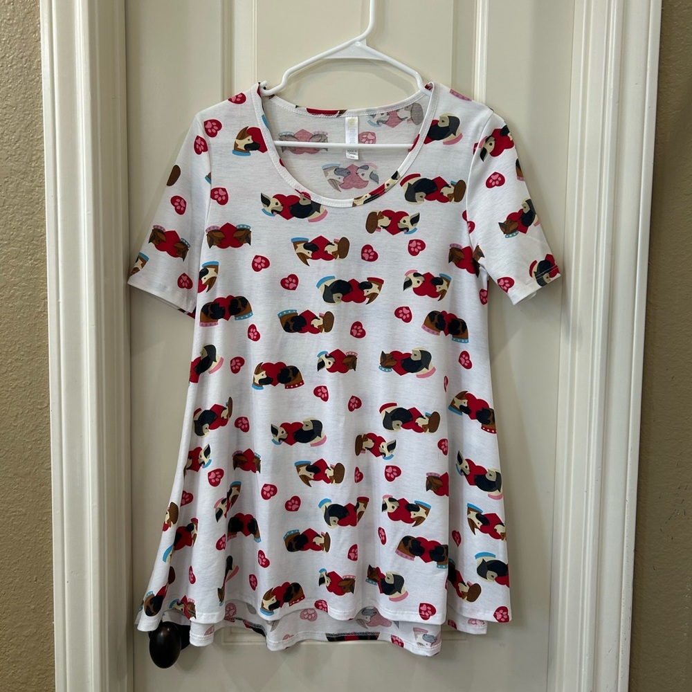 Lularoe Perfect T Unicorn Valentines Day Dog Print